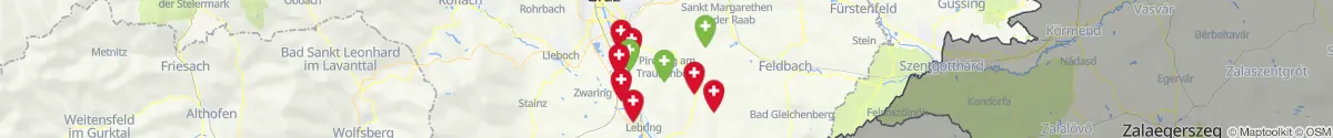 Kartenansicht für Apotheken-Notdienste in der Nähe von Pirching am Traubenberg (Südoststeiermark, Steiermark)